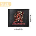 Personalized Royal Noble Style Initial Foldable PU Leather Wallet with Name Daily Use Anniversary Birthday Valentine's Day Gift for Men