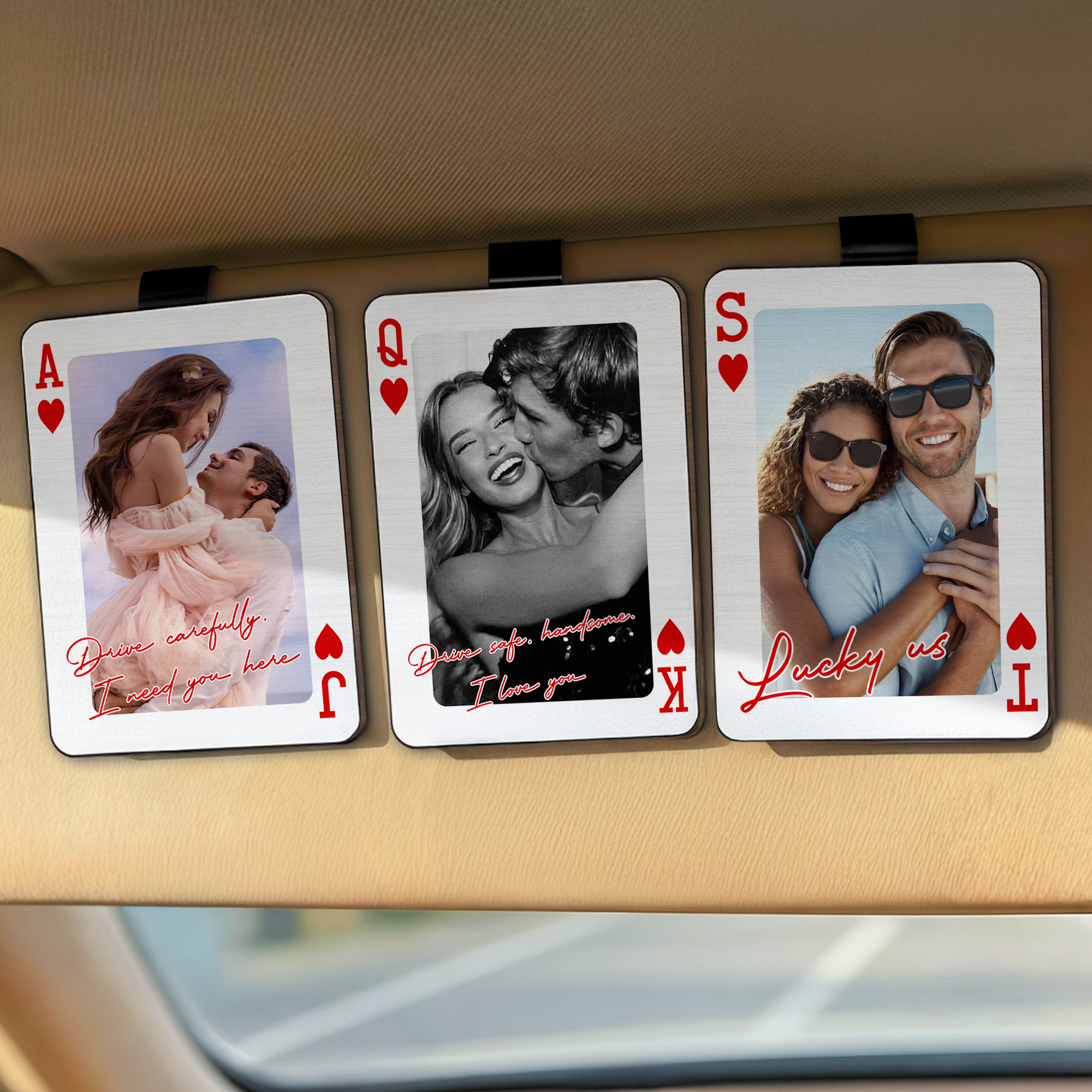 Cadre photo de couple en bois personnalisé avec initiales et texte pour visière de voiture Accessoires de voiture Cadeau d'anniversaire Cadeau de Saint-Valentin pour couple