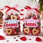 Personalized Happy Valentines Day Waterproof Stickers with Name Class Exchange Party Favors Valentine's Day Gift Deocr for Couple Kids