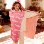 Personalized Cartoon Cheerleading Girl's Back Soft Hooded Blanket with Name and Team Name Game Day Senior Night Team Gift for Cheerleaders