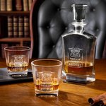 Personalized Vintage Wreath Retired Whiskey Decanter with Engraved Year Retirement Birthday Anniversary Gift for Men Whiskey Lovers