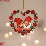Personalized Dwarf Couple Rose Love Acrylic Ornament with Names Valentine's Day Anniversary Gift for Couple