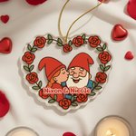 Personalized Dwarf Couple Rose Love Acrylic Ornament with Names Valentine's Day Anniversary Gift for Couple