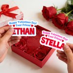 Personalized Happy Valentines Day Waterproof Stickers with Name Class Exchange Party Favors Valentine's Day Gift Deocr for Couple Kids