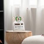 Gepersonaliseerd hart engel vleugels kat hond foto Frosted acryl plaquette met halsband frame en tekst Memorial Pet Loss Gift voor Pet Lover