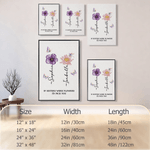 Gepersonaliseerd Kristallen Geboortebloem Canvas Schilderij met Naam en Tekst Verjaardagscadeau Valentijnsdag voor Beste Vriendin Vriendin Moeder