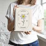 Personalized Crystal Birth Flower Butterfly Spiral A5 Journal Notebook with Name and Text Birthday Gift for Friends Colleagues