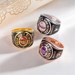 Personalisierte Birthstone Zodiac Graduierung Signet Ring mit eingraviertem Namen und Text Graduierung Keepsake Geschenk für High School University Absolventen