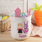 Henkilökohtainen söpö sarjakuva Kid merkki Bunny korvat pääsiäiskori alkuperäisen ja nimi pääsiäismuna metsästys osapuoli suosii syntymäpäivälahja pojille tytöille lahjaksi