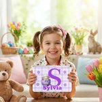 Personalised Cute Animal Multi-Colour Grid Biscuit Tin Box with Name Easter Party Gift for Children