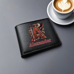 Personalized Royal Noble Style Initial Foldable PU Leather Wallet with Name Daily Use Anniversary Birthday Valentine's Day Gift for Men