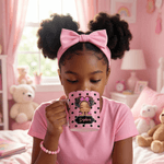 Personalized Cartoon Black Girl 11 oz 15 oz Ceramic Coffee Mug with Name and Coaster Daily Use Birthday Gift for Girls