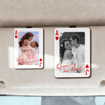 Personalized Wooden Couple Photo Frame Car Visor Clip with Initals and Text Car Accessories Valentine's Day Gift for Couple