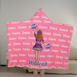 Personalized Cartoon Cheerleading Girl's Back Soft Hooded Blanket with Name and Team Name Game Day Senior Night Team Gift for Cheerleaders