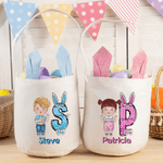 Henkilökohtainen söpö sarjakuva Kid merkki Bunny korvat pääsiäiskori alkuperäisen ja nimi pääsiäismuna metsästys osapuoli suosii syntymäpäivälahja pojille tytöille lahjaksi