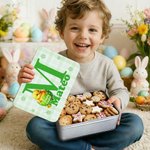 Personalised Cute Animal Multi-Colour Grid Biscuit Tin Box with Name Easter Party Gift for Children