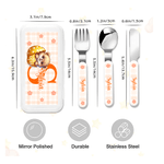 Personalized Easter Egg Animal Safe Stainless Steel Kid's Fork Spoon Knife 3 Pcs Cutlery Set with Name and Case Easter Gift for Kids