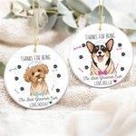 Cane osso personalizzato zampa Cartoon Pet foto Ornamento rotondo in ceramica con nome Home Decor regalo di compleanno per Pet Groomer Lover