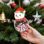 Ornement personnalisé en bois en forme de bonhomme de neige avec 1-13 noms et texte de l'année Décoration de l'arbre de maison Cadeau de Noël pour la famille et les amis