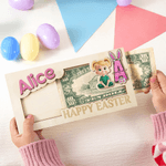 Personalised Cartoon Character  Wooden Money Holder with Name and Initial Holiday Party Favors Easter Gift for Kids