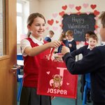 Personalised Plaid Teddy Bear Heart Design Large Jute Tote Bag with Name Daily Use Valentine's Day Birthday Gift for Couples Kids