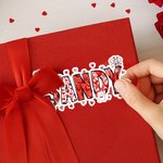 Personalised Heart Cute Cartoon Bear Name Waterproof Stickers Labels Valentine's Day Birthday Gift Decor Favors for Women Men