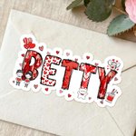 Personalised Heart Cute Cartoon Bear Name Waterproof Stickers Labels Valentine's Day Birthday Gift Decor Favors for Women Men