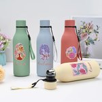 Personalisierte 550 ml Aquarell Blumen Stil Wasserflasche mit Auslaufsicherem Verschluss Trageschlaufe Geburtstag Geschenk für Freunde Familie