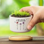 Personalized 1-5 Crystal Birth Flowers Butterfly Ceramic Planter Pot with Name and Bamboo Base Home Decor Anniversary Birthday Gift for Family Friends