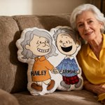 Personalized Romantic Cartoon Couple Die-Cut Soft Throw Pillow with Names Home Decor Valentine's Day Anniversary Gift for Couple