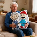 Personalized Romantic Cartoon Couple Die-Cut Soft Throw Pillow with Names Home Decor Valentine's Day Anniversary Gift for Couple