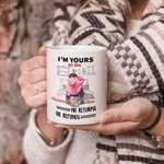 Personalised Cozy Bed I'm Yours No Returns or Refunds Couple Hug Ceramic Mug with Names Valentine's Day Anniversary Gift for Him Her