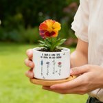 Personalized 1-5 Crystal Birth Flowers Butterfly Ceramic Planter Pot with Name and Bamboo Base Home Decor Anniversary Birthday Gift for Family Friends