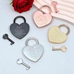 Personalized Puzzle Heart Love Padlock Key Set with Engraved Names Text and Date Anniversary Valentine's Day Gift for Couples