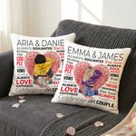 Personalized Love Fingerprint Hugging Cartoon Character Soft Throw Pillow Cover with Names Valentine's Day Anniversary Gift for Couple