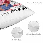 Personalized Love Fingerprint Hugging Cartoon Character Soft Throw Pillow Cover with Names Valentine's Day Anniversary Gift for Couple