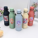 Bouteille d'Eau 550 ml Isotherme Personnalisée avec Motif de Fleur et Nom Gobelet avec Corde Cadeau Anniversaire pour Amis Famille