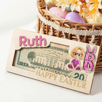 Personalised Cartoon Character  Wooden Money Holder with Name and Initial Holiday Party Favors Easter Gift for Kids