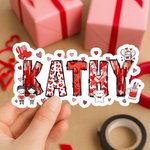 Personalised Heart Cute Cartoon Bear Name Waterproof Stickers Labels Valentine's Day Birthday Gift Decor Favors for Women Men