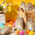 Personalisierte Blume Kreis Cartoon Hochland Kuh Ostern Hase Drawstring Süßigkeiten Tasche mit Namen Ostern Geschenk für Kinder
