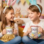 Mug émaillé personnalisé Papillon Lapin Oeuf de Pâques 12 oz avec nom coloré Cadeau de Pâques pour garçons filles