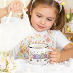 Mug émaillé personnalisé Papillon Lapin Oeuf de Pâques 12 oz avec nom coloré Cadeau de Pâques pour garçons filles