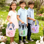 Personalized Cute Peter Rabbit Birth Flower Easter Basket with Name and Initial Easter Party Gift for Boys Girls