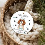 Cane osso personalizzato zampa Cartoon Pet foto Ornamento rotondo in ceramica con nome Home Decor regalo di compleanno per Pet Groomer Lover