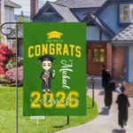 Personalized Congrats You Did It Grad Hat Cartoon Character Garden Flag with Name Family Party Decor Graduation Gift for Class of 2025 Graduates