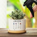 Personalized 1-5 Crystal Birth Flowers Butterfly Ceramic Planter Pot with Name and Bamboo Base Home Decor Anniversary Birthday Gift for Family Friends