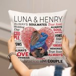 Personalized Love Fingerprint Hugging Cartoon Character Soft Throw Pillow Cover with Names Valentine's Day Anniversary Gift for Couple