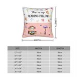 Personalized Birth Flower Cartoon Reading  Character Multicolor Throw Pillow Cover with Name Home Decor Birthday Gift for Family Bookworms