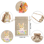Personalisierte Blume Kreis Cartoon Hochland Kuh Ostern Hase Drawstring Süßigkeiten Tasche mit Namen Ostern Geschenk für Kinder
