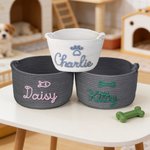 Personalized Paw Print Cotton Woven Dog Cat Toy Storage Basket with Name Pet Birthday Adoption Anniversary Gift for Pet Owner